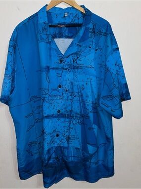 Top Deck Fishing (Nautical)Shirt Blue Short Sleeve Size 4XL